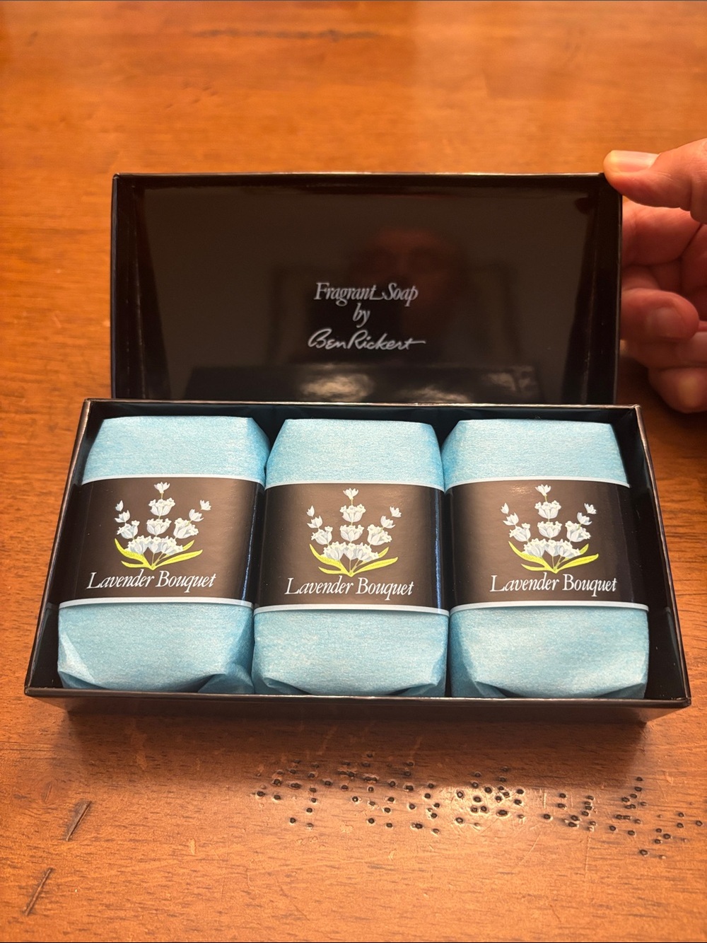 NEW Vintage Ben Rickert Lavender Bouquet 3 pack Gift Soap Set - Light Blue